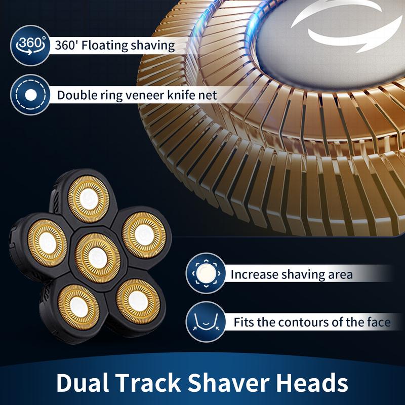 Head Shavers for Men 6D Electric Rotary Shaver Multifunctional Mens Bald Head Shaver Cordless Electric Razor for Men Waterproof Head Shaver Rechargeable Razors for Balding Man head  shaver