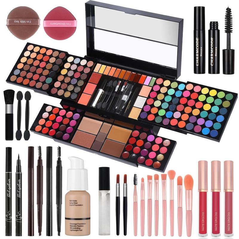 Professional Big Makeup Kit for Teens Girls & Women Full Kit, Beauty Case with Beginner  Sets, All-in-One Make Up Gift Box with Lipgloss, Eyeshadow,Blush,Highlight,Brow&Liner Pens,Brush,etc