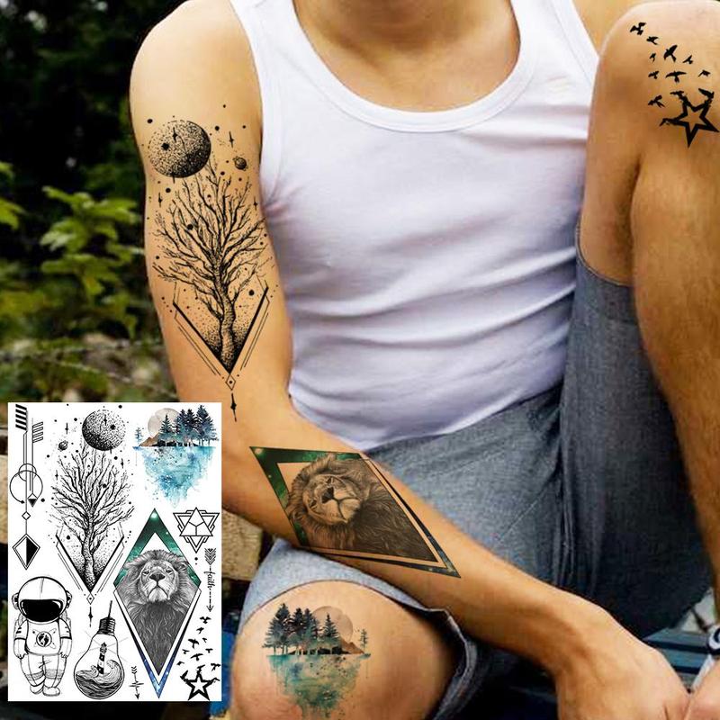 Planet Themed Temporary Tattoo Stickers, 6 Sheets Creative Fake Tattoo Sticker, Body Art Decoration for Men & Women