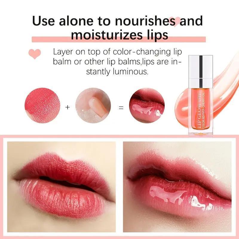 Rich and Hydrating Shine Oil with Large Brush and Shiny Shine Primer - Non-sticky Clear Lip Treatment Oil, Christmas Gift moisturizing lip lip shades