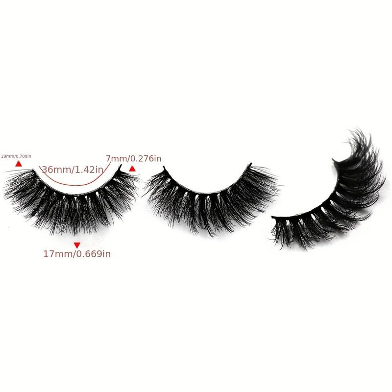 Long Fluffy False Strip Lashes, 1 Pair Wispy Cat-Eye Look Faux Eyelashes, Natural Look Eyelash Extensions, Volumized Eyelashes