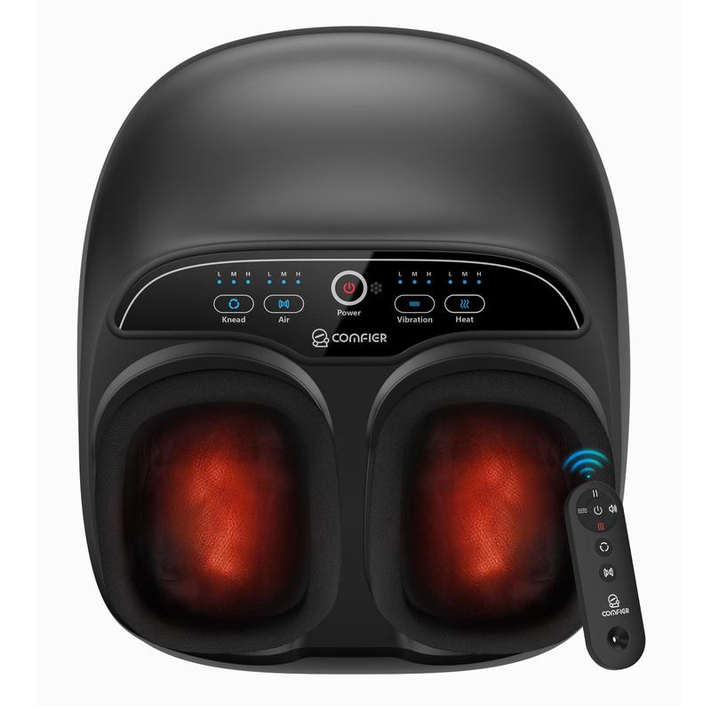 Foot Massager with Heat, Shiatsu Deep Kneading Compression Feet Massage Machine with Remote up to size 13, Black Comfort Adjustable