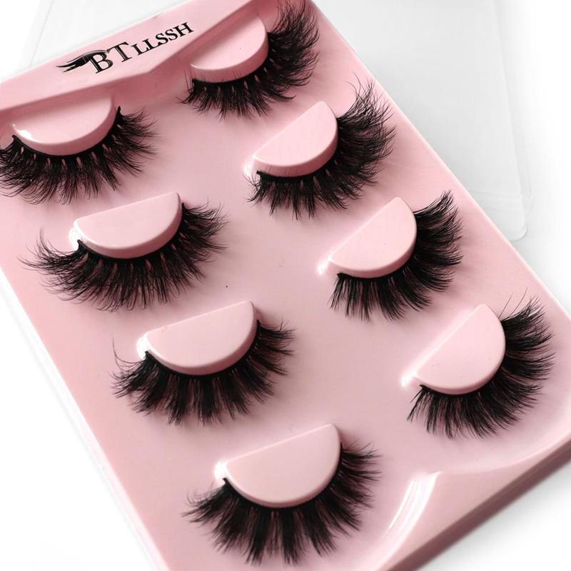 Natural Fluffy False Eyelashes, 4 Pairs Full Volume Eyelash for Lashes Extension, Volumized Eyelash Extensions for Women and Girls, Eye Makeup Product, Eyelash Extensions Kit, Portable Eye Cosmetic Tool, Christmas Gift