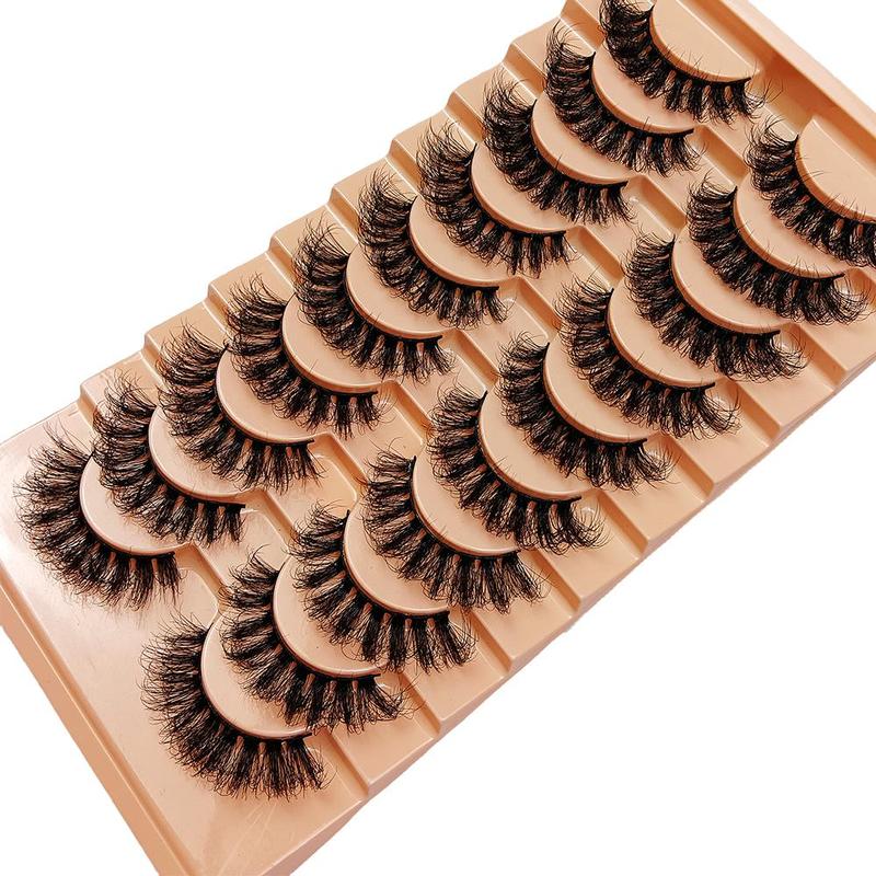 Thick and Soft False Eyelashes, 10 Pairs Fluffy Natural Curling Fake Eye Lashes, Eye Makeup Enhancement False Eyelashes for Lashes Extensions, Christmas Gift