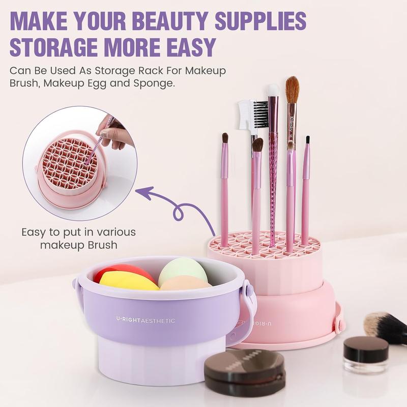 Makeup Brush Cleaner Mat 3 in 1 Silicone Makeup Brush Cleaner Bowl Cosmetic Brushes Cleaning Tool Organizer for Storage  Durable Powder Wipe Cleansing