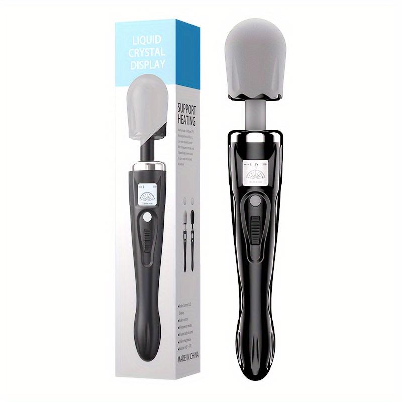 Professional Handheld Massager with USB Charging - 1200mAh Rechargeable Lithium Battery, High Frequency Vibration, 8 Speeds & Modes, LCD Display, Whole Body Massage Equipment with Soft Silicone Head - Portable Muscle Relaxation Stick for Back, Neck, Body