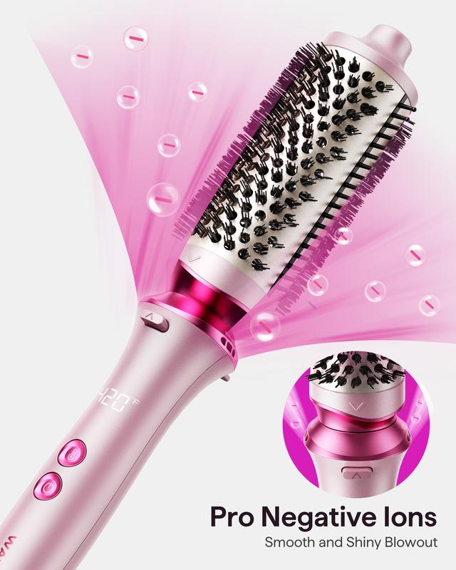 Wavytalk Pro Negative Ion Thermal Brush Set, Dual Voltage Heated Round Brush Styler with 3 Sizes Detachable Brush for One-Step Shiny Blowout Look