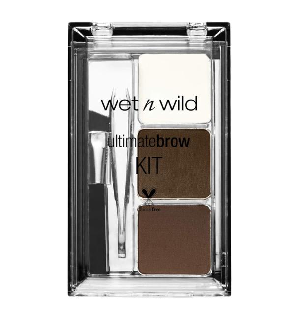 wet n wild Ultimate Eyebrow Makeup Kit, Eyebrow Powder Dark Brown, Brow Hair Removal Tweezers, Wax, Brush