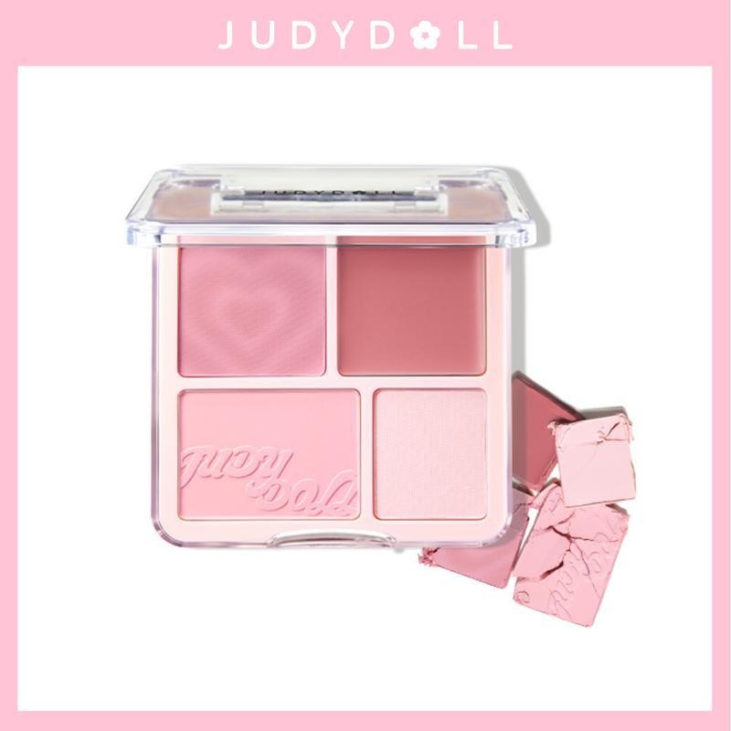 Judydoll 2 in 1 Blush Highlight Palette - Powder & Cream, Sweet Natural Brightening Skin Tone, Highlight, Smooth, Soft Color Light Pink Blush For Girls, Cute and Lightweight, Convenient to Carry, Long-lasting All-Day Face Enhancing Makeup Color