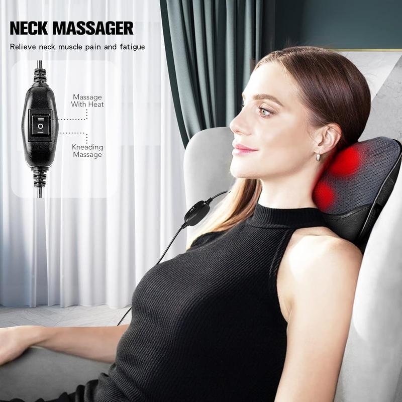 Christmas Gifts for Mom Dad from Daughter Son, Back Massager with Heat, Shiatsu Kneading Massage Pillow for Neck, Shoulder,Lower Back, Unique Gifts for Men,Women,Mothers Day, Fathers Day