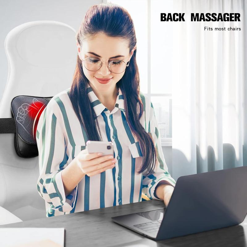 Christmas Gifts for Mom Dad from Daughter Son, Back Massager with Heat, Shiatsu Kneading Massage Pillow for Neck, Shoulder,Lower Back, Unique Gifts for Men,Women,Mothers Day, Fathers Day