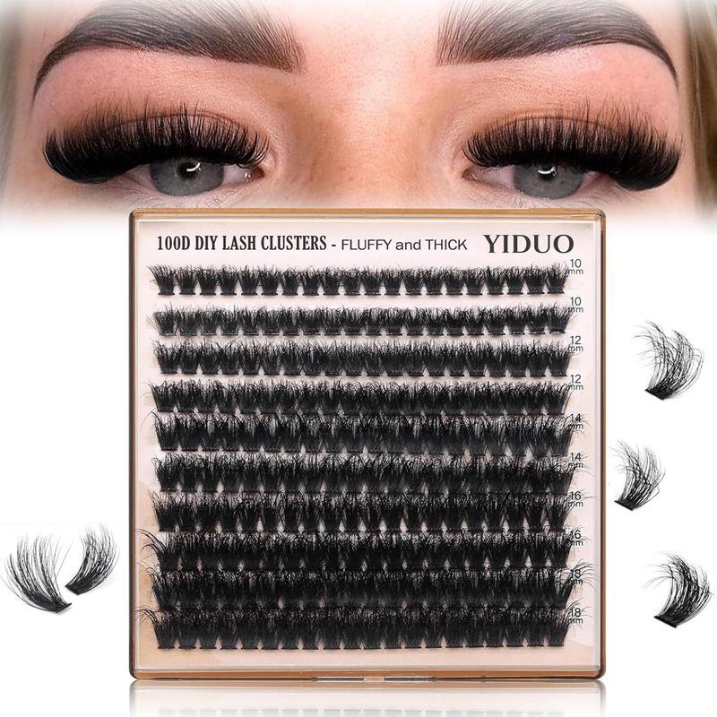 Fluffy Thick Lash Clusters, 200pcs box 10-18mm Mixed Length D Curl Lash Clusters, Wispy Individual Eyelash Extensions Clusters, DIY Fluffy Lash for Beginners, Makeup Set, Christmas Gift