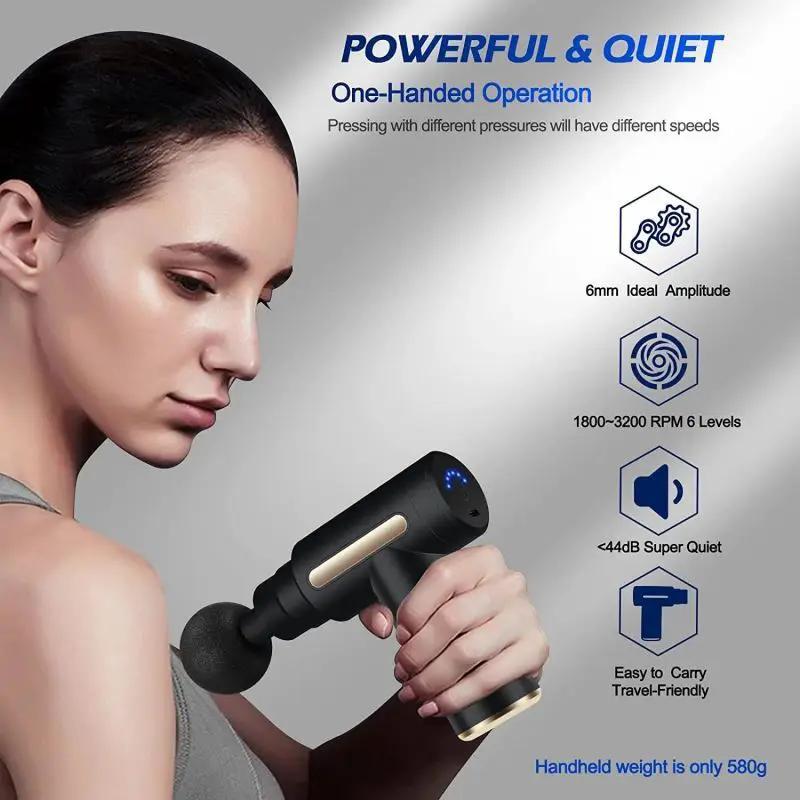 Portable Black Massage Gun, Compact Design, Relieve Shoulder, Neck & Foot Tension in Minutes Comfort