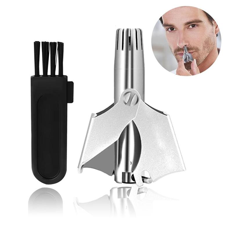 Portable Manual Nose Hair Trimmer, Stainless Steel Nose Hair Clipper with Cleaning Brush, Nose Hair Trimming Tool for Men & Women