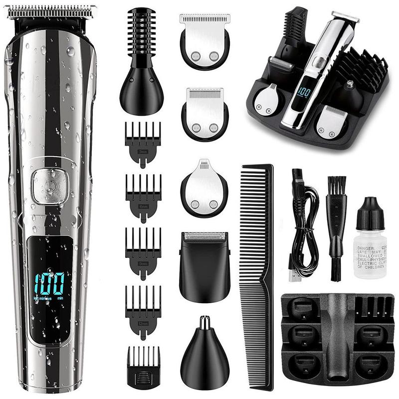 11 in 1 Hair Trimmer for Men, 1 Set Electric Razor Beard Trimmer, Cordless Hair Clippers Shavers for Men, Mens Grooming Kit for Nose Mustache Body Facial