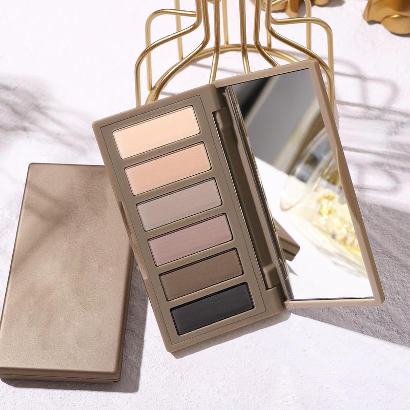 6 Colors Mini Naked Eyeshadow Makeup Palette Neutral Nude Smoky Eye Shadow Taupe & Brown Matte Make Up Pallet with Mirror Highly Pigmented Long Lasting Waterproof Travel