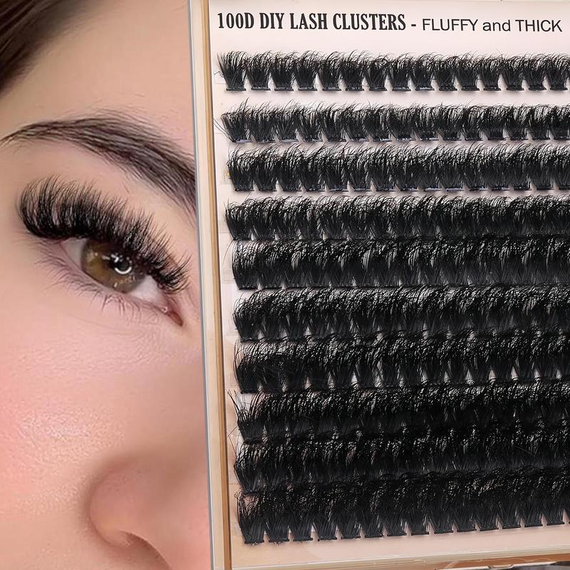 Fluffy Thick Lash Clusters, 200pcs box 10-18mm Mixed Length D Curl Lash Clusters, Wispy Individual Eyelash Extensions Clusters, DIY Fluffy Lash for Beginners, Makeup Set, Christmas Gift