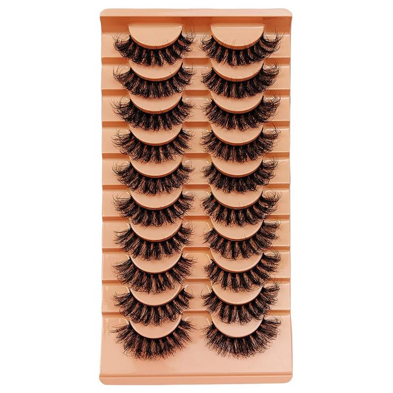 Thick and Soft False Eyelashes, 10 Pairs Fluffy Natural Curling Fake Eye Lashes, Eye Makeup Enhancement False Eyelashes for Lashes Extensions, Christmas Gift