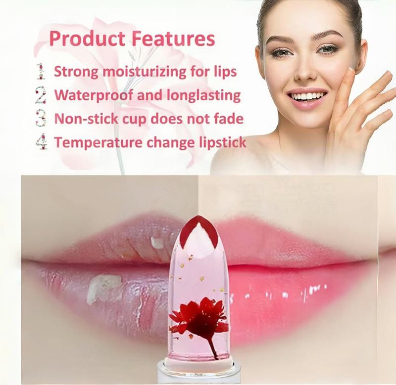 6 Pcs Set Flower Jelly Lipstick Set Temperature Change Moisturizer Long Lasting  Balm Magic Color Change Lip Gloss lipstick