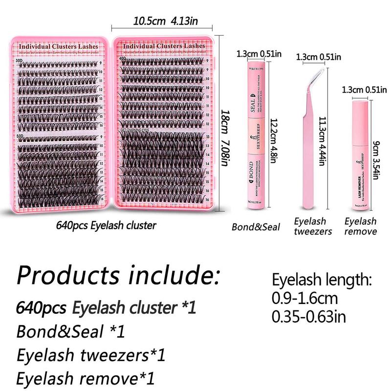 Natural Eyelash Extensions Set, Summer Gifts, Trending Products, 1 Set Fluffy False Eyelashes Extensions Set & Eyelash Tweezers & Eyelash Extension Glue & Eyelash Remover, Professional Makeup Products for Women, Spider Lashes, Fall Gift, Christmas Gift