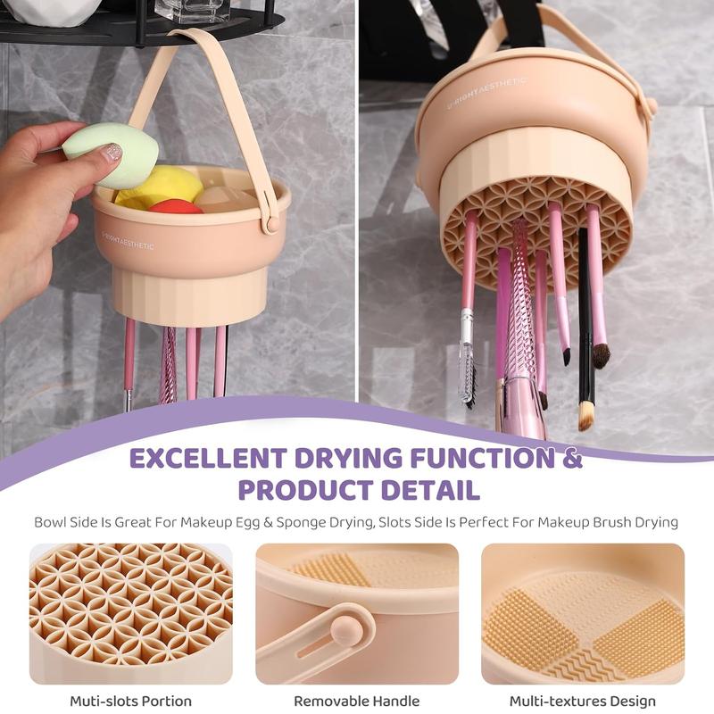 Makeup Brush Cleaner Mat 3 in 1 Silicone Makeup Brush Cleaner Bowl Cosmetic Brushes Cleaning Tool Organizer for Storage  Durable Powder Wipe Cleansing