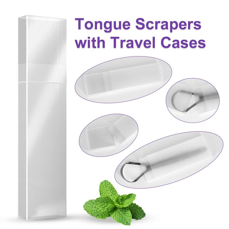 Portable Tongue Cleaner for Adults, 2pcs set Tongue Scraper with Storage Case, Oral Care Tool for Travel,