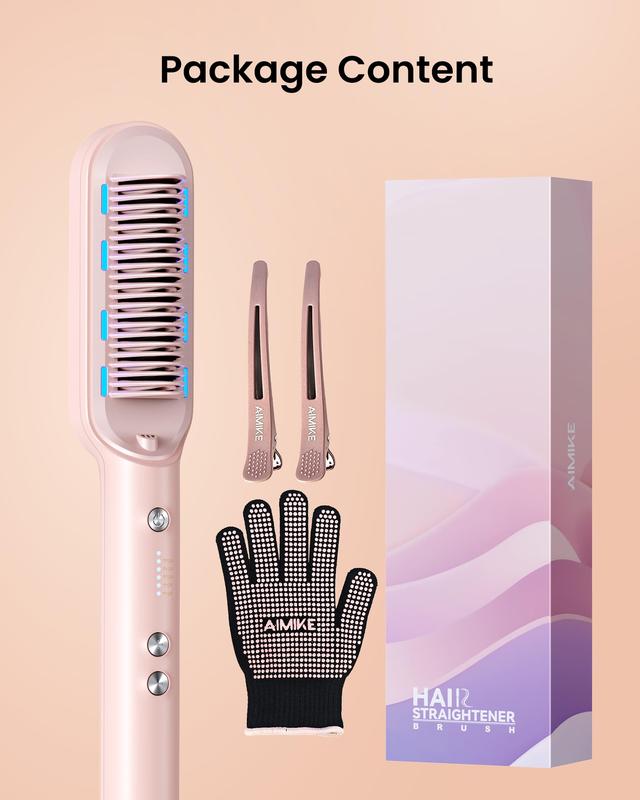 AIMIKE S10 Ionic Hair Straightener Comb-Pink Comfort