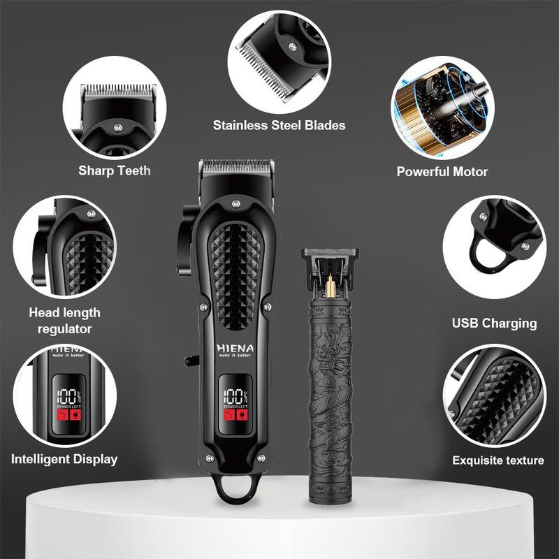 Cordless Hair Trimmer, 1 Box Rechargeable Lithium Battery Haircutting Kit with Digital Display, Professional Haircutting Kit for Grooming, Christmas Gift