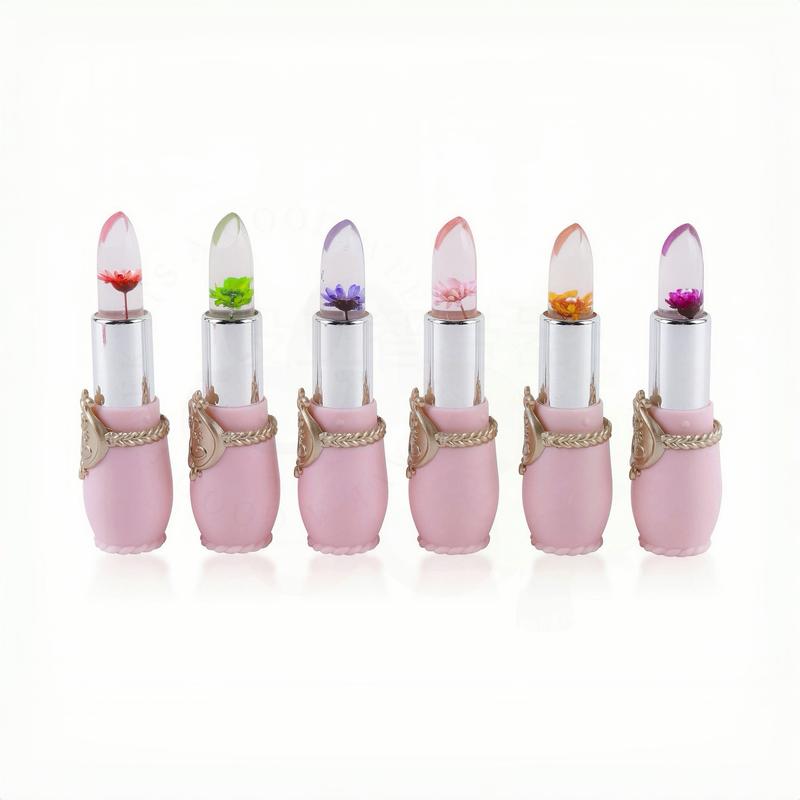 6 Pcs Set Flower Jelly Lipstick Set Temperature Change Moisturizer Long Lasting  Balm Magic Color Change Lip Gloss lipstick