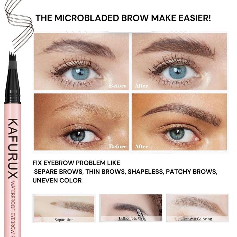 Waterproof Eyebrow Liquid Pen, 1 Count Long-lasting Precise Eyebrow Enhancers, 4-pointed Eye Brow Pen, Makeup Cosmetics for Natural-looking Brows, Christmas Gift