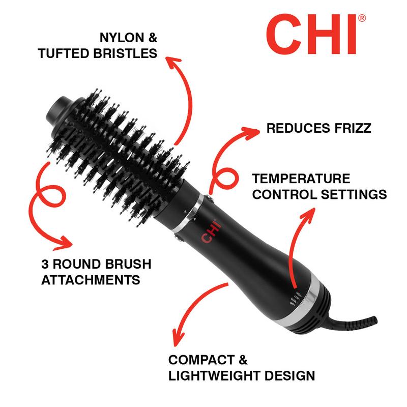 CHI 3-In-1 Round Blowout Brush with Ceramic and Ion Technology for Smooth and Silky Hair