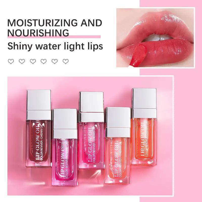 Rich and Hydrating Shine Oil with Large Brush and Shiny Shine Primer - Non-sticky Clear Lip Treatment Oil, Christmas Gift moisturizing lip lip shades