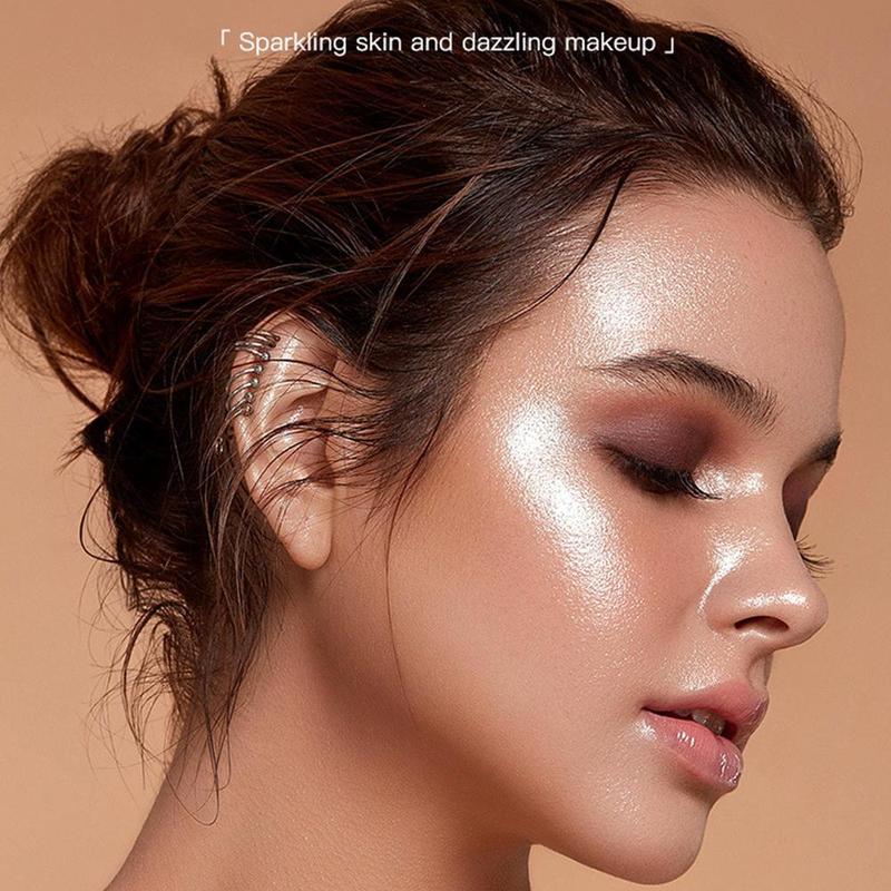 Long-Wearing Highlighter Powder Stick with Soft Sponge Head, Pearly Face Brightener, Natural Eye Shadow Shining and Highlighting Powder