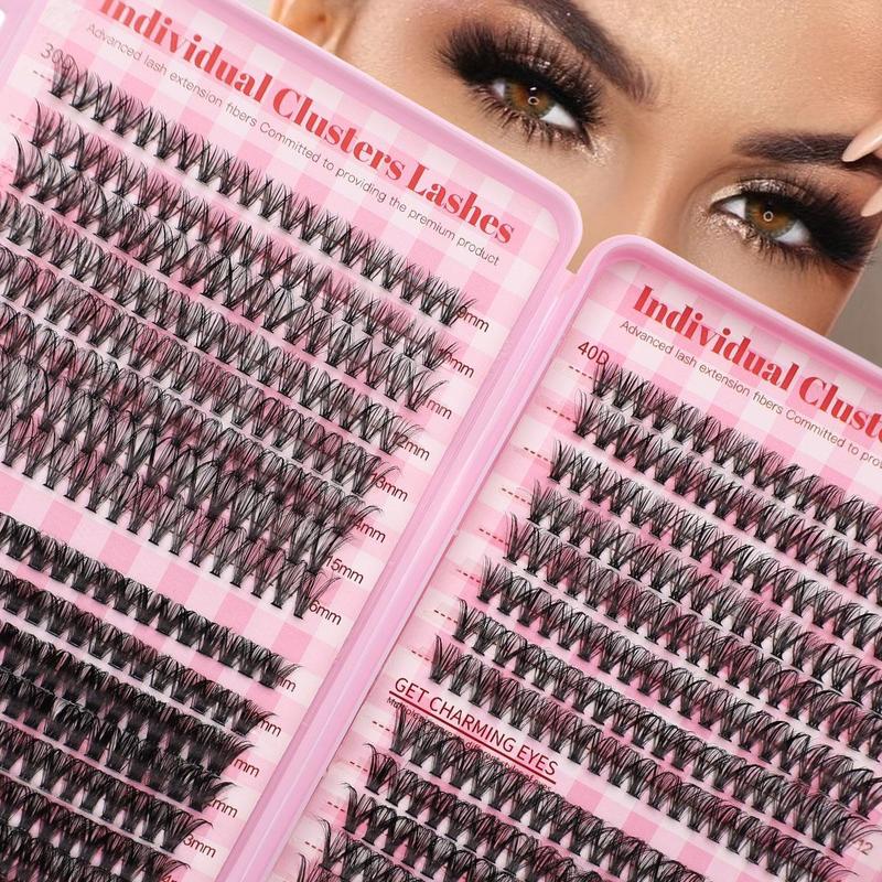 Individual False Eyelashes with Eyelash Glue & Tweezers, 3 Boxes Natural Look Eyelash Extensions, Self Grafting Curl Eyelashes, Eye Makeup Accessories