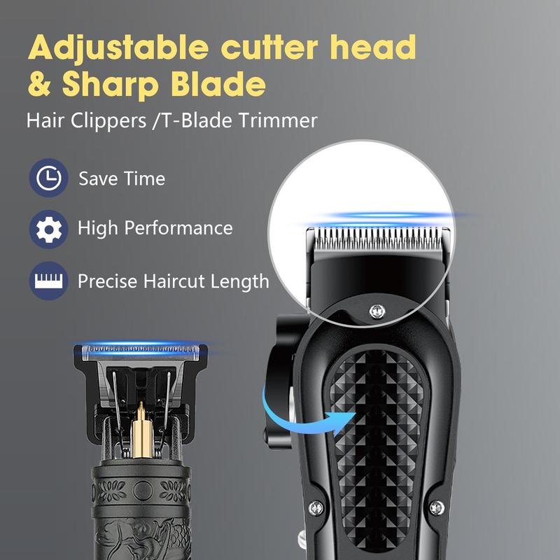 Cordless Hair Trimmer, 1 Box Rechargeable Lithium Battery Haircutting Kit with Digital Display, Professional Haircutting Kit for Grooming, Christmas Gift