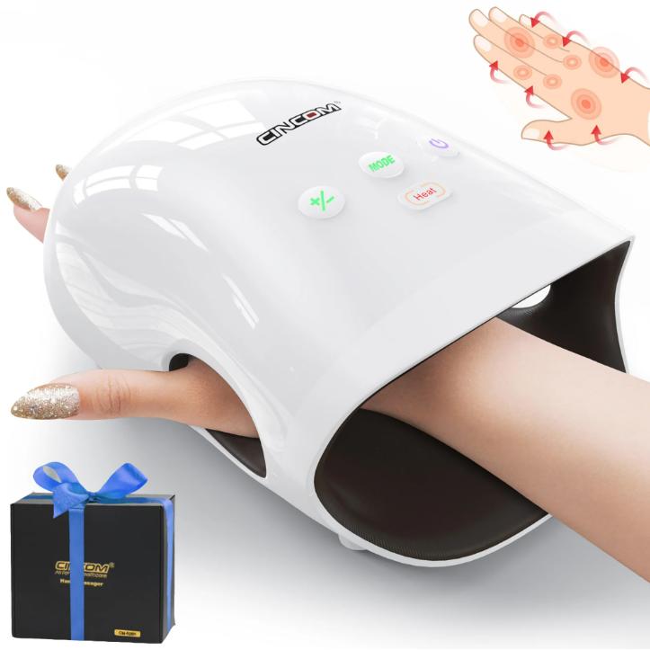 CINCOM Cordless Hand Massager with Heat & 7 Massage Balls, Gift for Hand Massage for Pain Relief and Finger Numbness Relief wm67