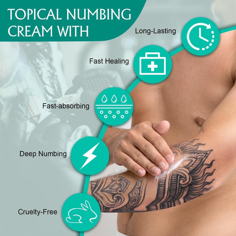 Long Lasting Tattoo Numbing Cream, Moisturizing and Smoothing Tattoo Cream, Body Care Product for Men & Women, Professional Tattoo Accessories