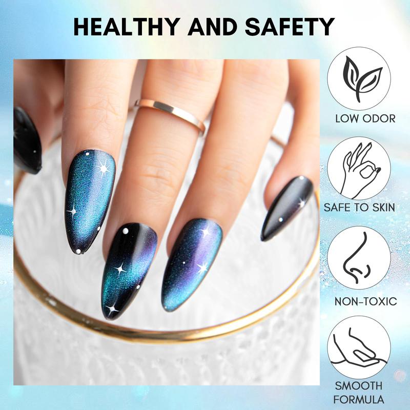 Makartt Gel Nail Polish, Black Hole Cat Eye Gel Polish 10ml Sparkly Cat Eye Glitter Spring Gel Polish with Magnet Stick Soak Off UV LED Manicure Nail Art Designs Valentines gift home DIY gel-x Nail Care Cutics Cosmetic