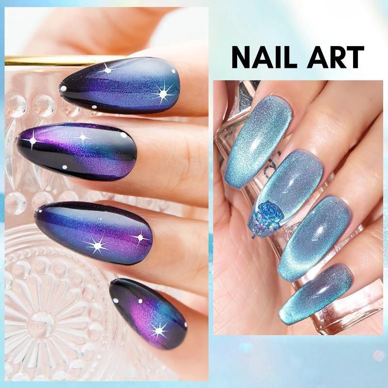 Makartt Gel Nail Polish, Black Hole Cat Eye Gel Polish 10ml Sparkly Cat Eye Glitter Spring Gel Polish with Magnet Stick Soak Off UV LED Manicure Nail Art Designs Valentines gift home DIY gel-x Nail Care Cutics Cosmetic