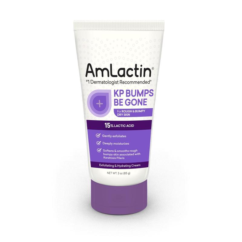 AmLactin KP Bumps Be Gone - 3 oz Keratosis Pilaris Moisturizing Cream with Lactic Acid - Exfoliator and Moisturizer for Dry  Lotions