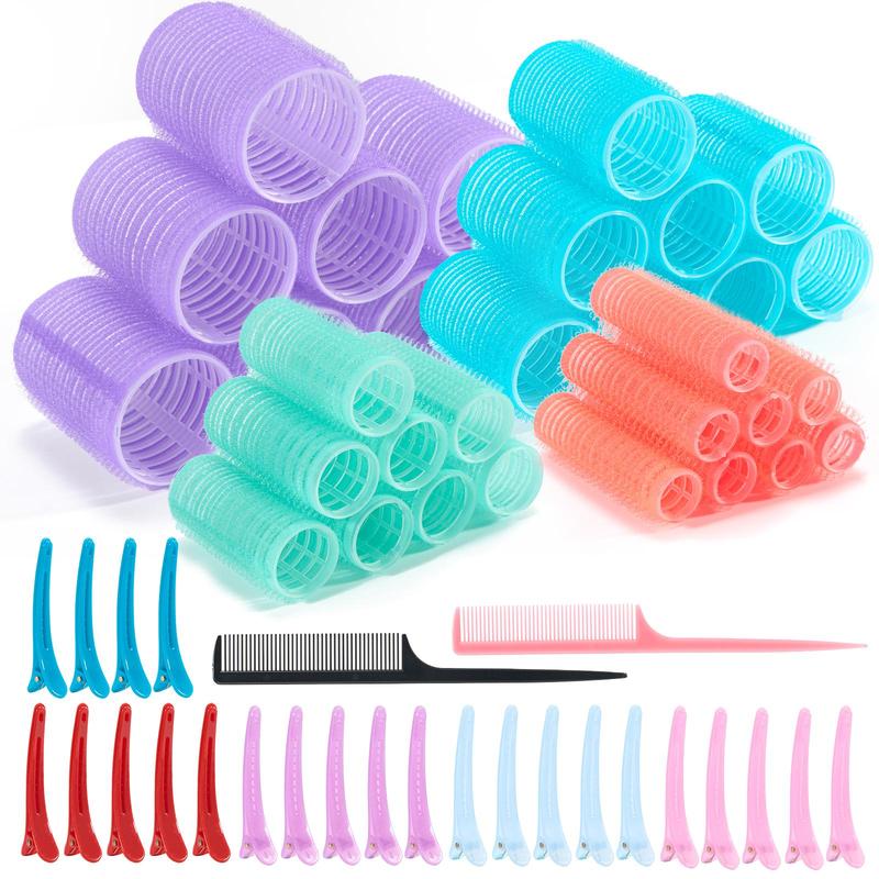 Heatless Hair Curler Set, 58pcs set Reusable Hair Curler & Hair Clips & Hair Comb, Heatless Hair Styling Tool for Women & Girls