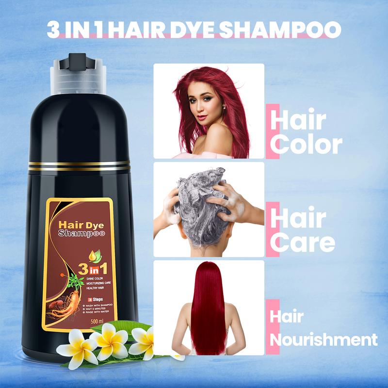 MEIDU Wine Red Hair Dye Shampoo - Contains Ginseng Extract, 3 in 1 Herbal Ingredients Natural Shampoo, Natural Haircoloring,Plant Haircare