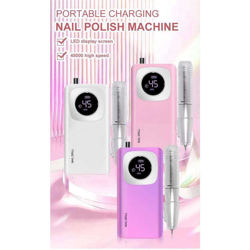 45000RPM Rechargeable Electric Nail Drill Machine With USB Connector Nail Polish Remover Drill Set Manicure Sander Low Noise