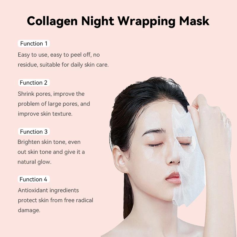 Collagen Night Wrapping Mask, Sleep, Shed and Glow, Elasticity Collagen Overnight Wrapping Peel Off Facial Mask Pack & Hydration Care, Korean Skin Care, Elasticity & Hydration Care, Reduces Sagging & Dullness Glow Boost, Comfort Skincare Products