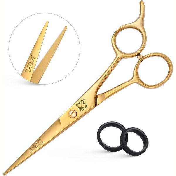 Gold Barber Scissors - Hair Cutting Shears for Women & Men, Stainless Steel Razor Edge Series Hair Scissors 6.5'' Haircare Heatless Heatless Styling