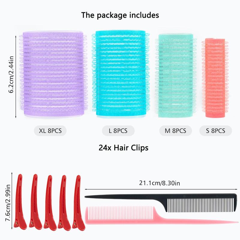 Heatless Hair Curler Set, 58pcs set Reusable Hair Curler & Hair Clips & Hair Comb, Heatless Hair Styling Tool for Women & Girls