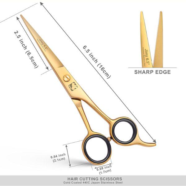 Gold Barber Scissors - Hair Cutting Shears for Women & Men, Stainless Steel Razor Edge Series Hair Scissors 6.5'' Haircare Heatless Heatless Styling