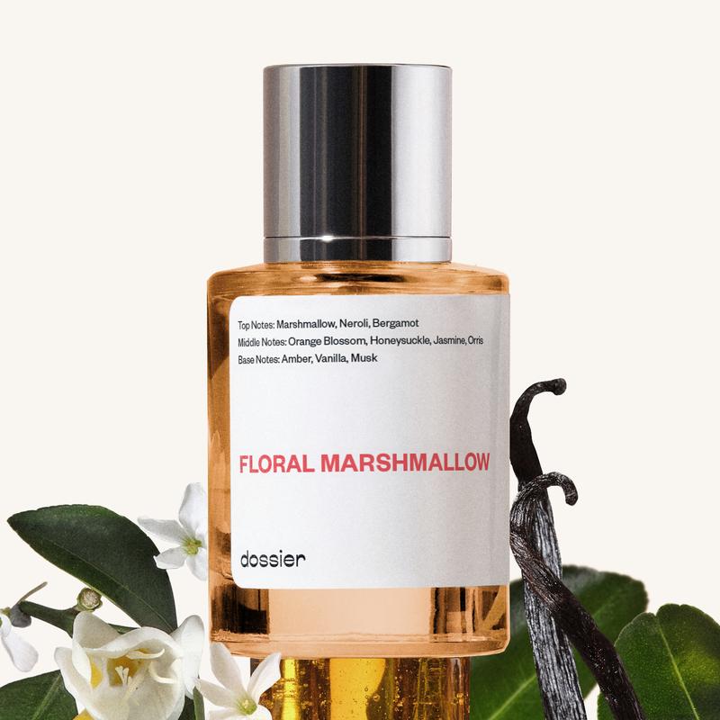 Floral Marshmallow, Dossier, Women Perfume, 50ml-100ml-150ml, Eau de Parfum, Marshmallow, Neroli, Bergamot, Orange Blossom, Honeysuckle, Jasmine, Orris, Amber, Vanilla, Musk