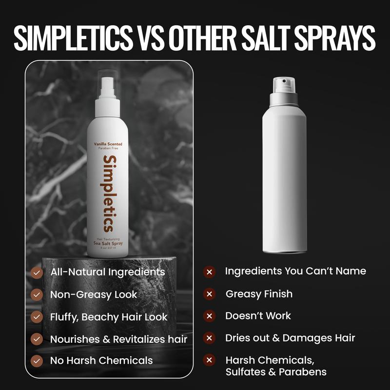 Simpletics - Sea Salt Spray - Texturizing Product for Fluffy, Voluminous Hair, 5 Simple Ingredients - 8oz