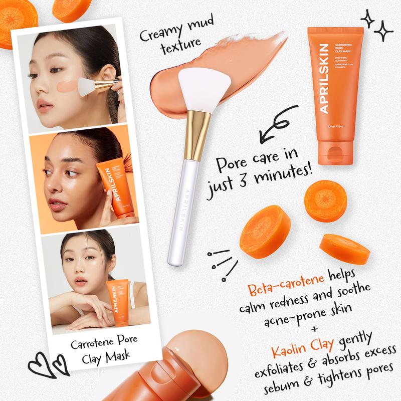 [APRILSKIN Official Shop] Carrotene Pore Clay Mask | 3-Min Quick Dry | Cares for Pores, Blackheads & Sebum | Korean Skincare | Glass Glow Cleansing Gentle